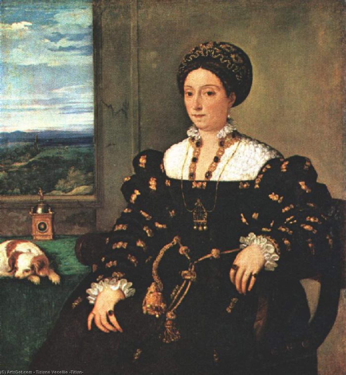 WikiOO.org - אנציקלופדיה לאמנויות יפות - ציור, יצירות אמנות Tiziano Vecellio (Titian) - Portrait of eleonora maria della rovere, uffizi