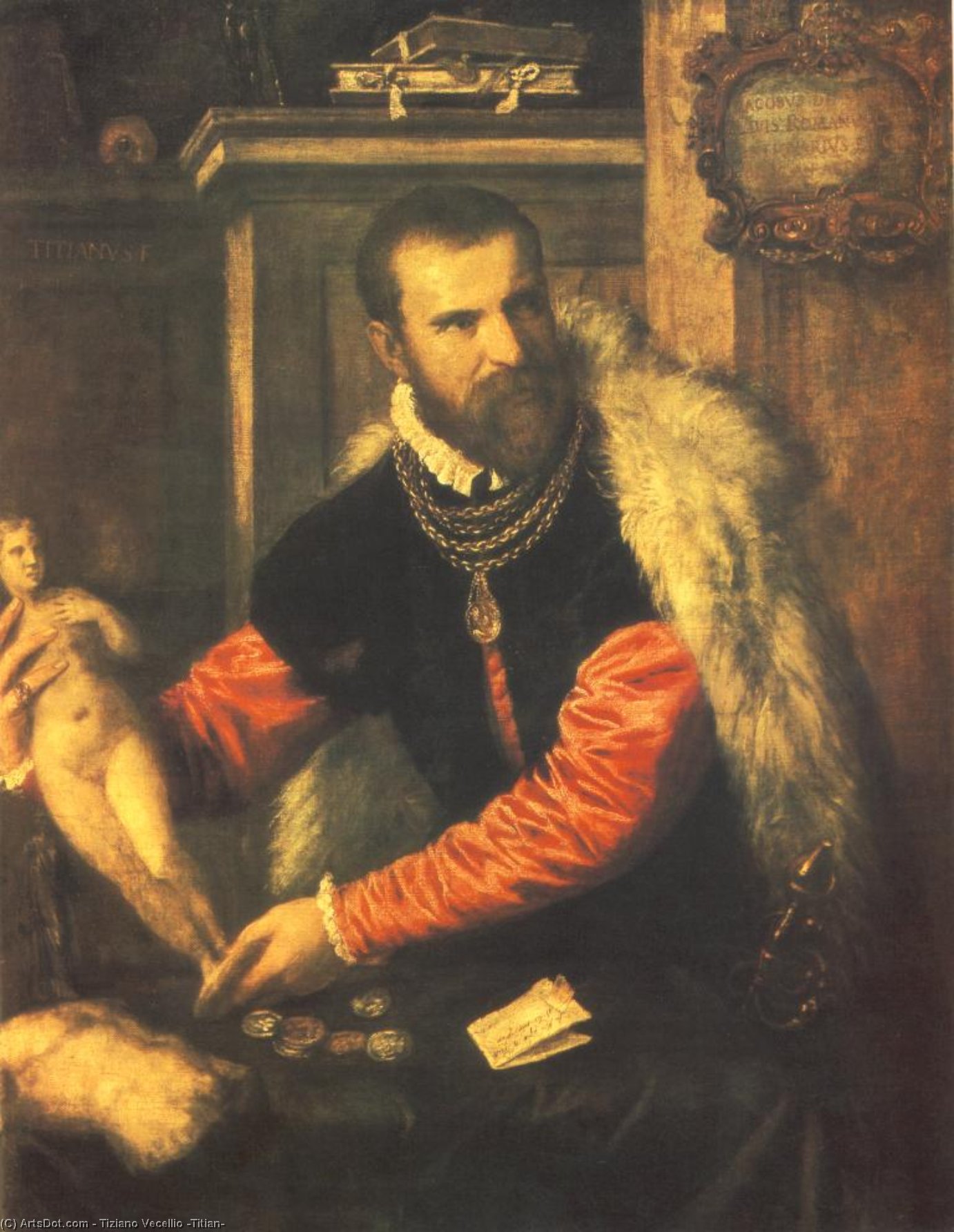 WikiOO.org - 백과 사전 - 회화, 삽화 Tiziano Vecellio (Titian) - Portrait of jacopo strada, wien