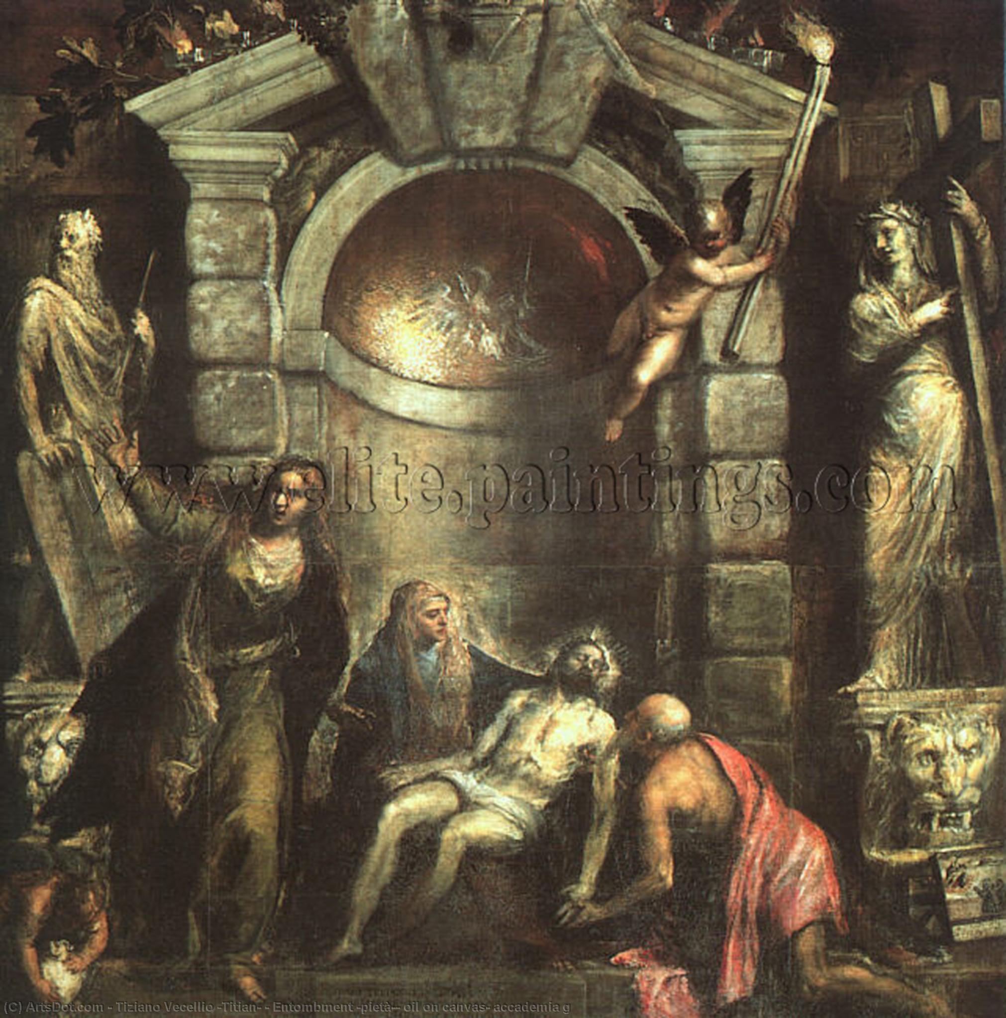 WikiOO.org – 美術百科全書 - 繪畫，作品 Tiziano Vecellio (Titian) - 掩埋 圣母怜子图  油  对  帆布  艺术学院  克