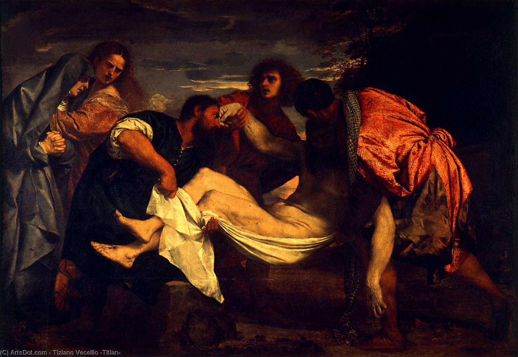 Wikioo.org – L'Encyclopédie des Beaux Arts - Peinture, Oeuvre de Tiziano Vecellio (Titian) - La mise en tombeau , californie Persienne