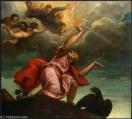 WikiOO.org - Encyclopedia of Fine Arts - Maľba, Artwork Tiziano Vecellio (Titian) - Saint john the evangelist on patmos, c. ngw