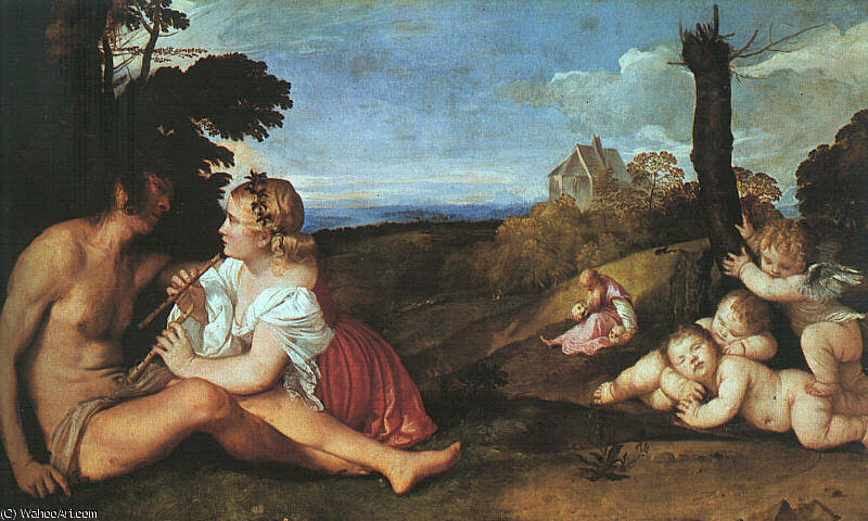 Wikioo.org - สารานุกรมวิจิตรศิลป์ - จิตรกรรม Tiziano Vecellio (Titian) - The three ages of man scotland
