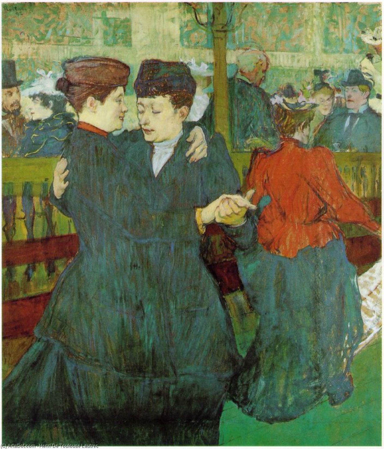 Wikioo.org - The Encyclopedia of Fine Arts - Painting, Artwork by Henri De Toulouse Lautrec - At the Moulin Rouge_ Two Women Waltzing, - (18)