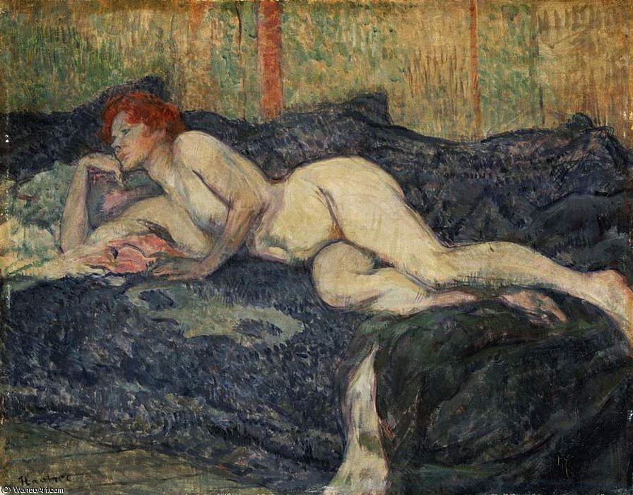 WikiOO.org - Encyclopedia of Fine Arts - Målning, konstverk Henri De Toulouse Lautrec - Reclining nude, Barnes foundation