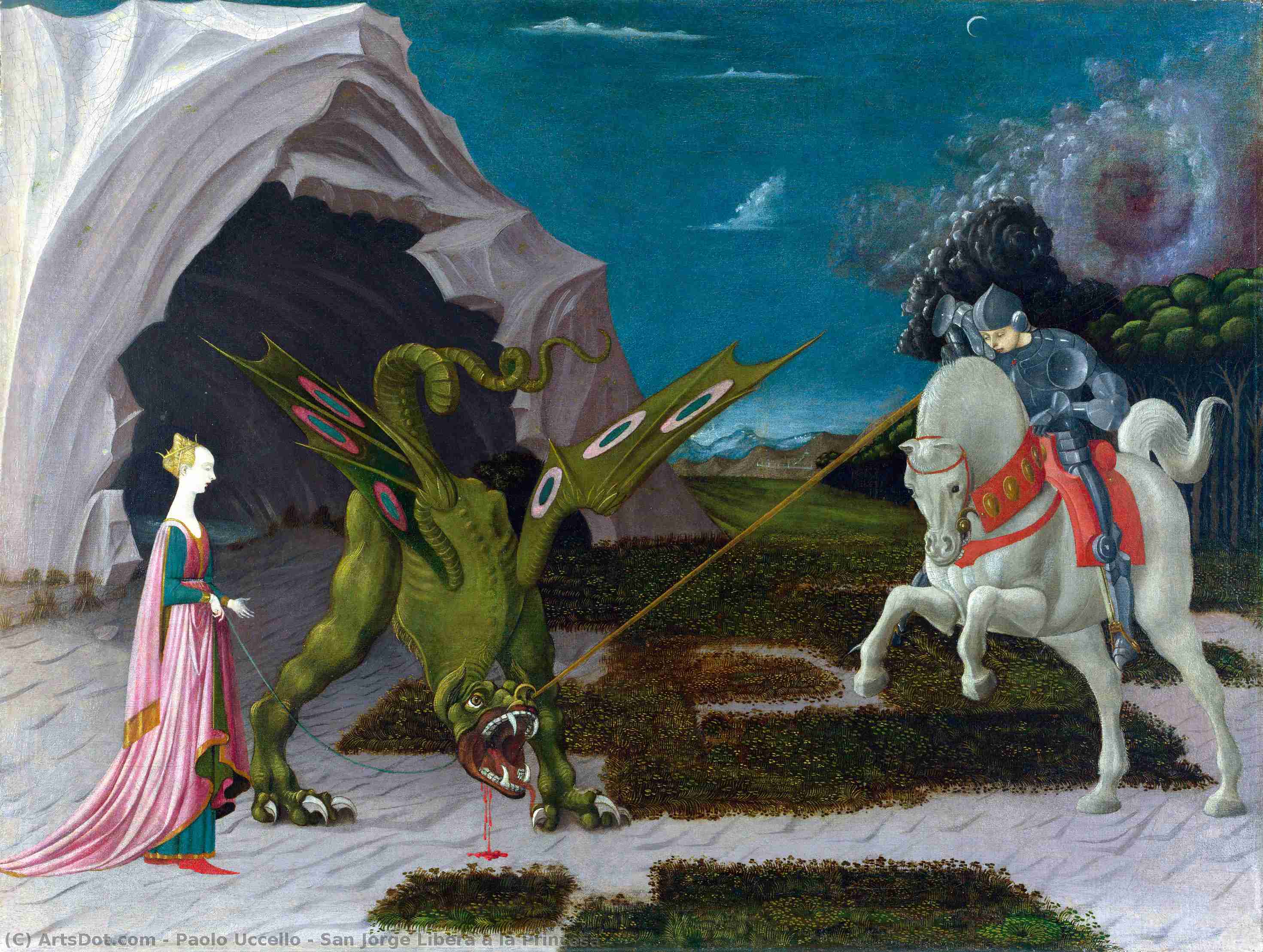 Wikioo.org – L'Encyclopédie des Beaux Arts - Peinture, Oeuvre de Paolo Uccello - san jorge libera a la princesa