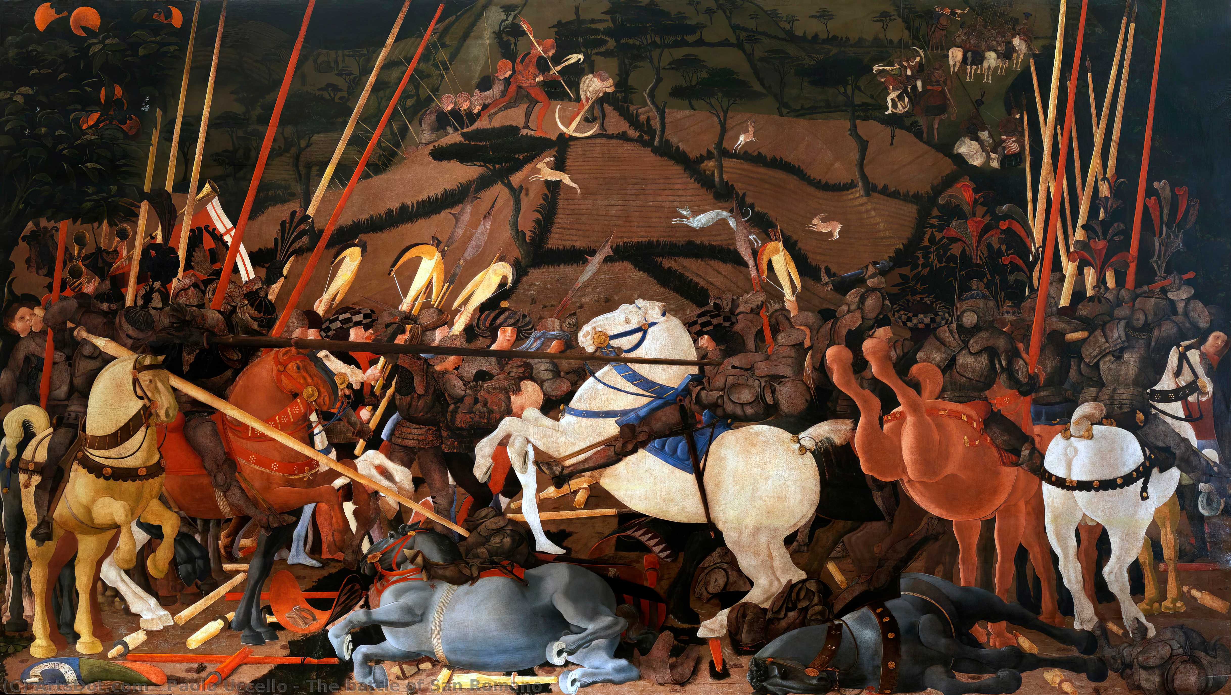 Wikioo.org - The Encyclopedia of Fine Arts - Painting, Artwork by Paolo Uccello - The battle of San Romano
