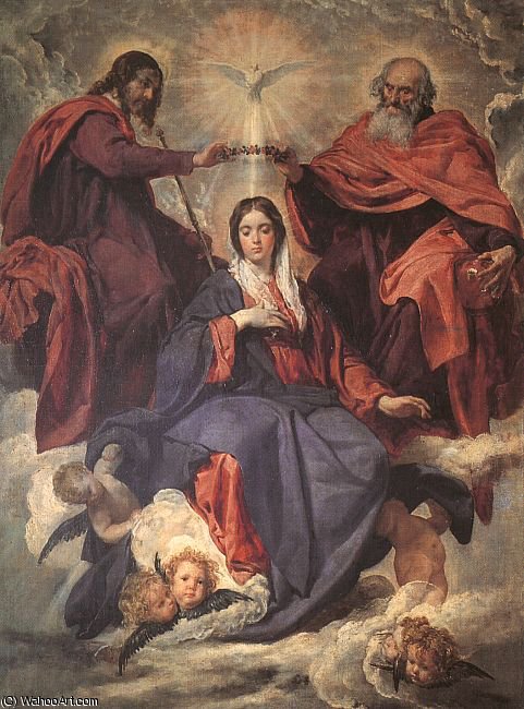 Wikioo.org - The Encyclopedia of Fine Arts - Painting, Artwork by Diego Velazquez - The Coronation of the Virgin, oil on canv