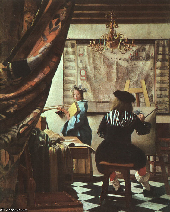 Wikioo.org - Bách khoa toàn thư về mỹ thuật - Vẽ tranh, Tác phẩm nghệ thuật Jan Vermeer - The artist's studio