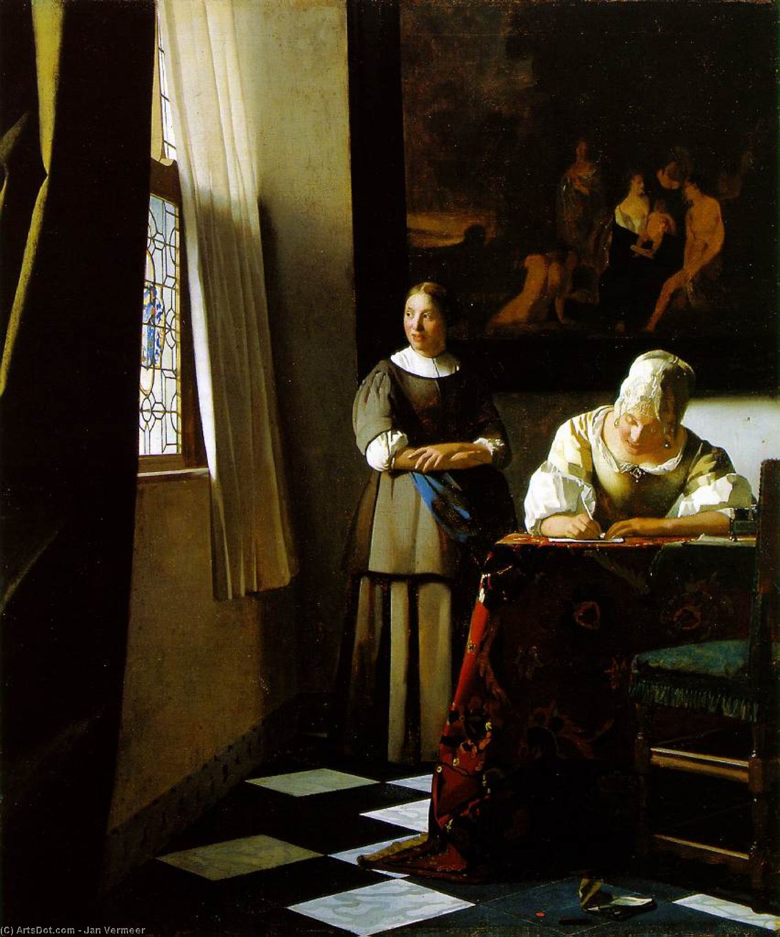 Wikioo.org - The Encyclopedia of Fine Arts - Painting, Artwork by Jan Vermeer - Lady writing