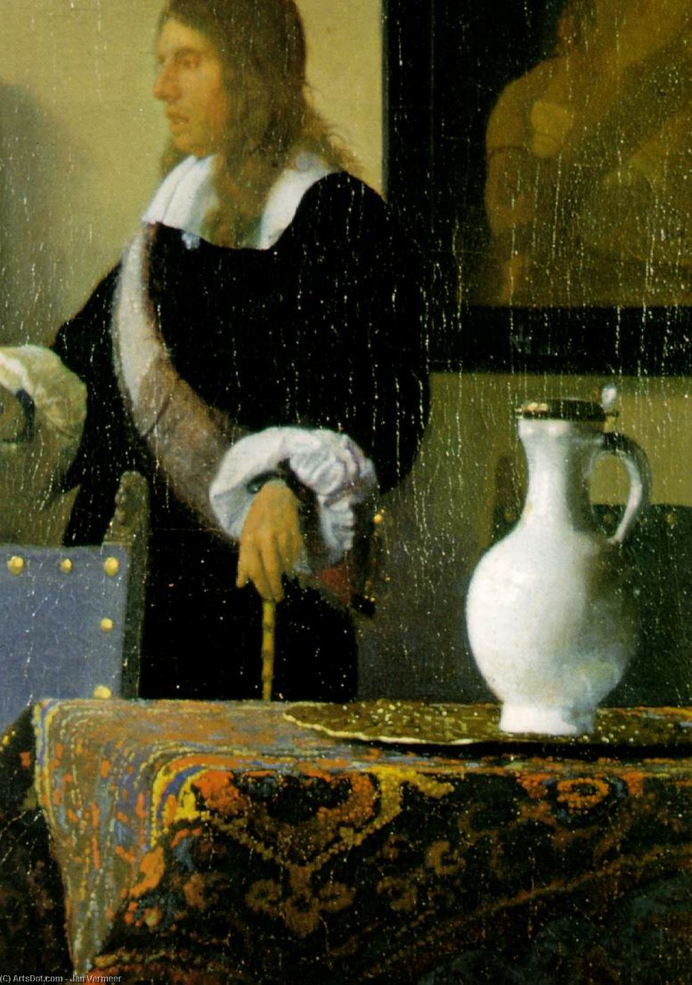 Wikioo.org - The Encyclopedia of Fine Arts - Painting, Artwork by Jan Vermeer - Music lesson detail