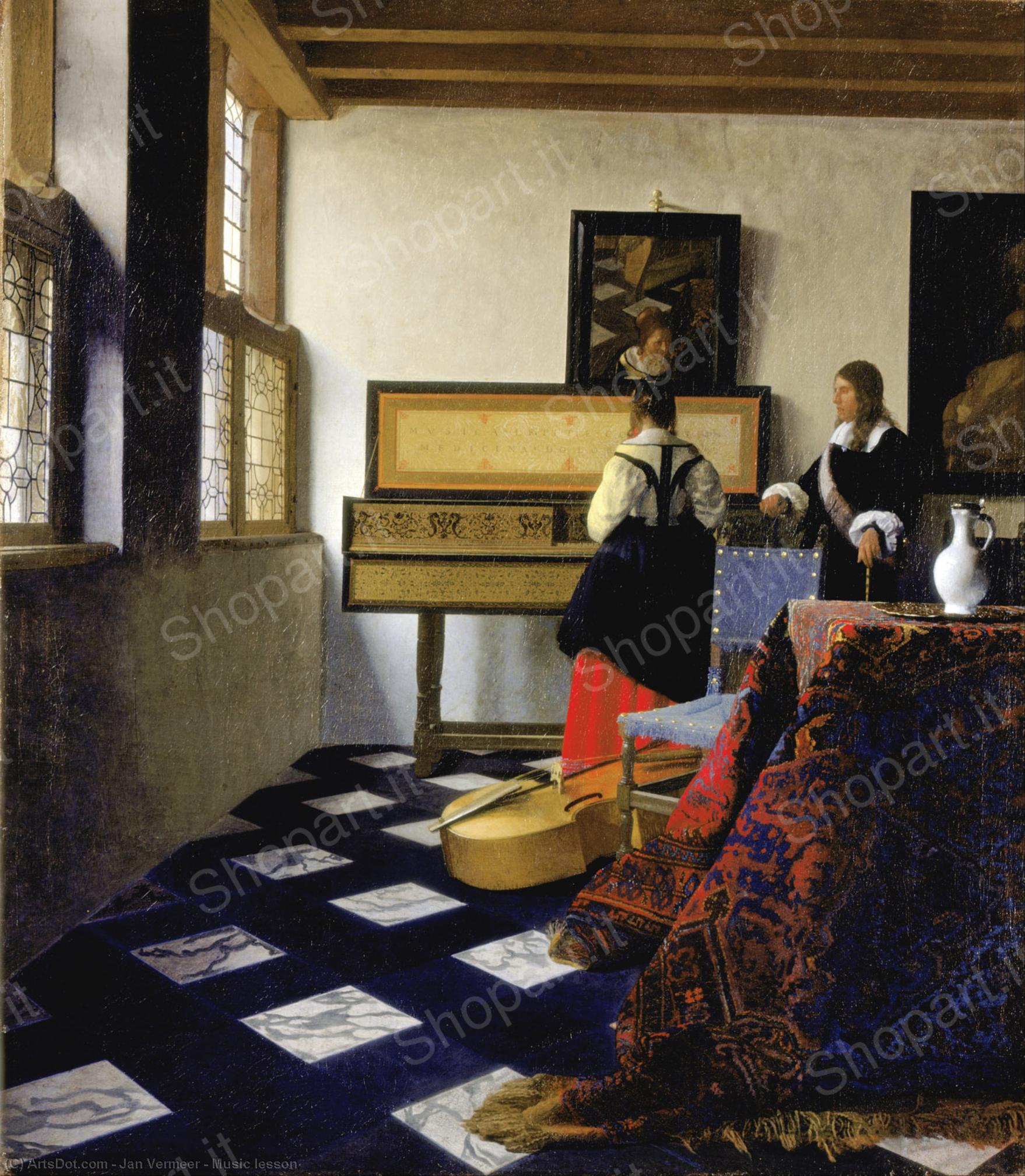 Wikioo.org - The Encyclopedia of Fine Arts - Painting, Artwork by Jan Vermeer - Music lesson