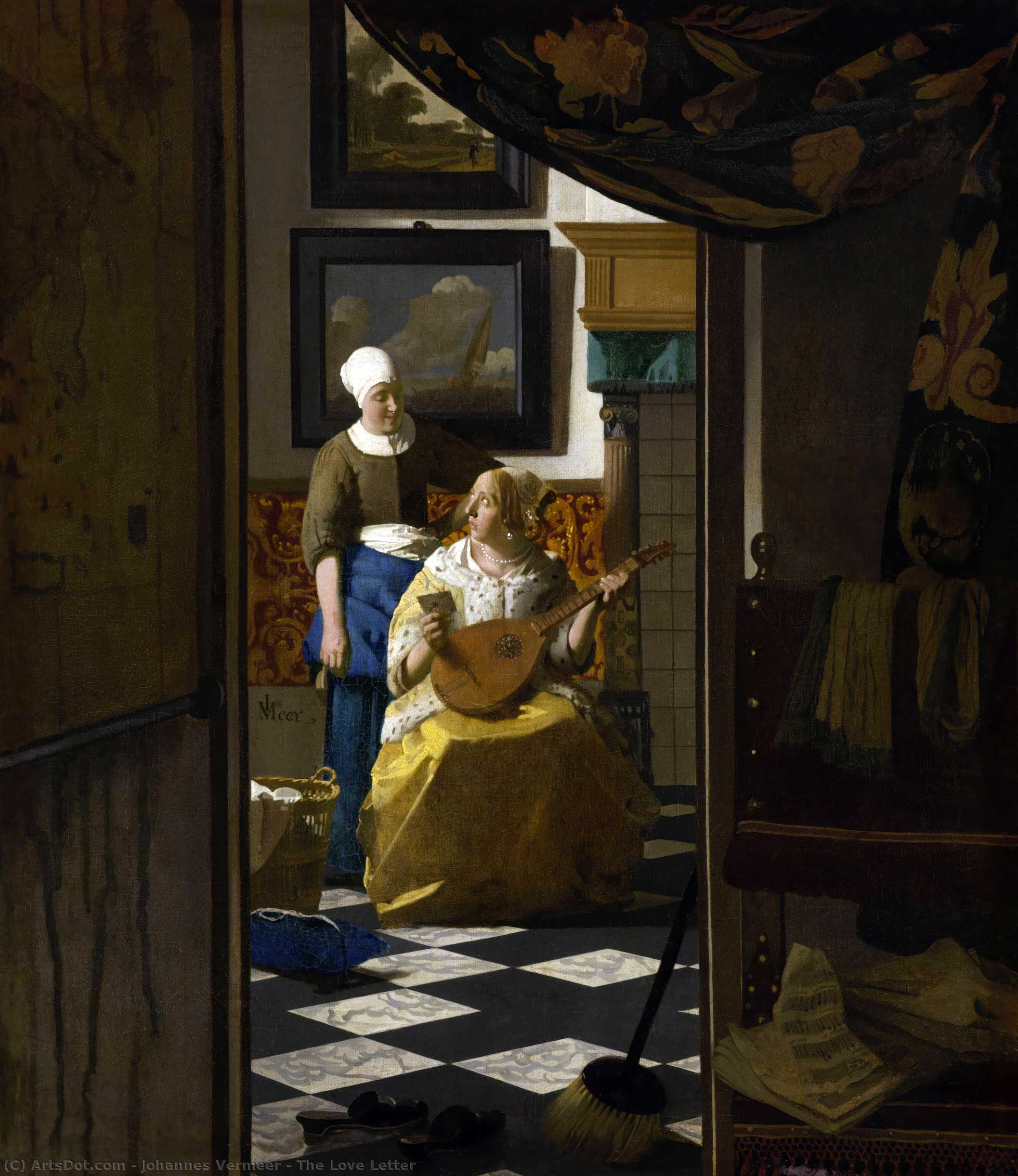 Wikoo.org - موسوعة الفنون الجميلة - اللوحة، العمل الفني Jan Vermeer - The letter, Rijksmuseum Amsterdam