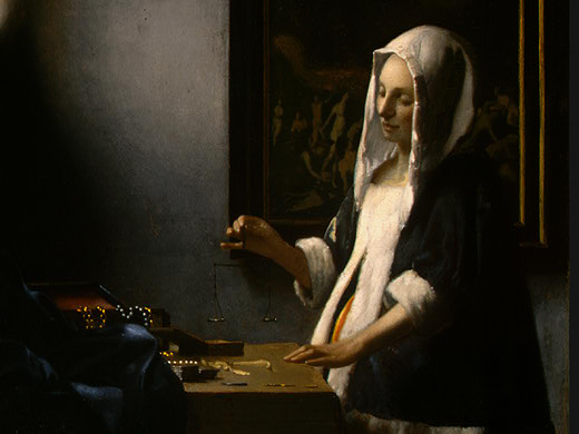 Wikioo.org - Die Enzyklopädie bildender Kunst - Malerei, Kunstwerk von Jan Vermeer - Frau halte ein balance detalj 1 ngw
