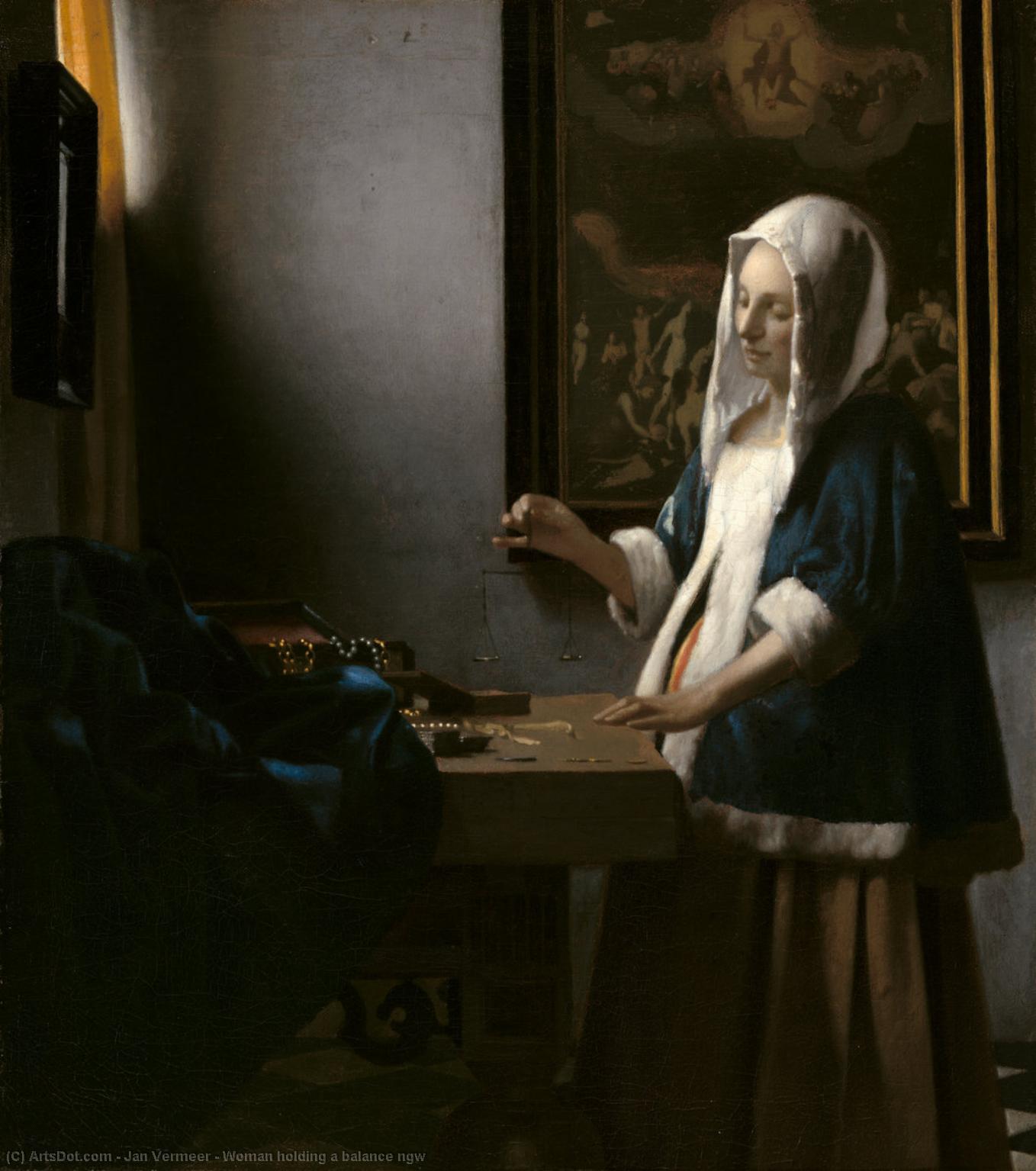 WikiOO.org - Encyclopedia of Fine Arts - Maalaus, taideteos Jan Vermeer - Woman holding a balance ngw