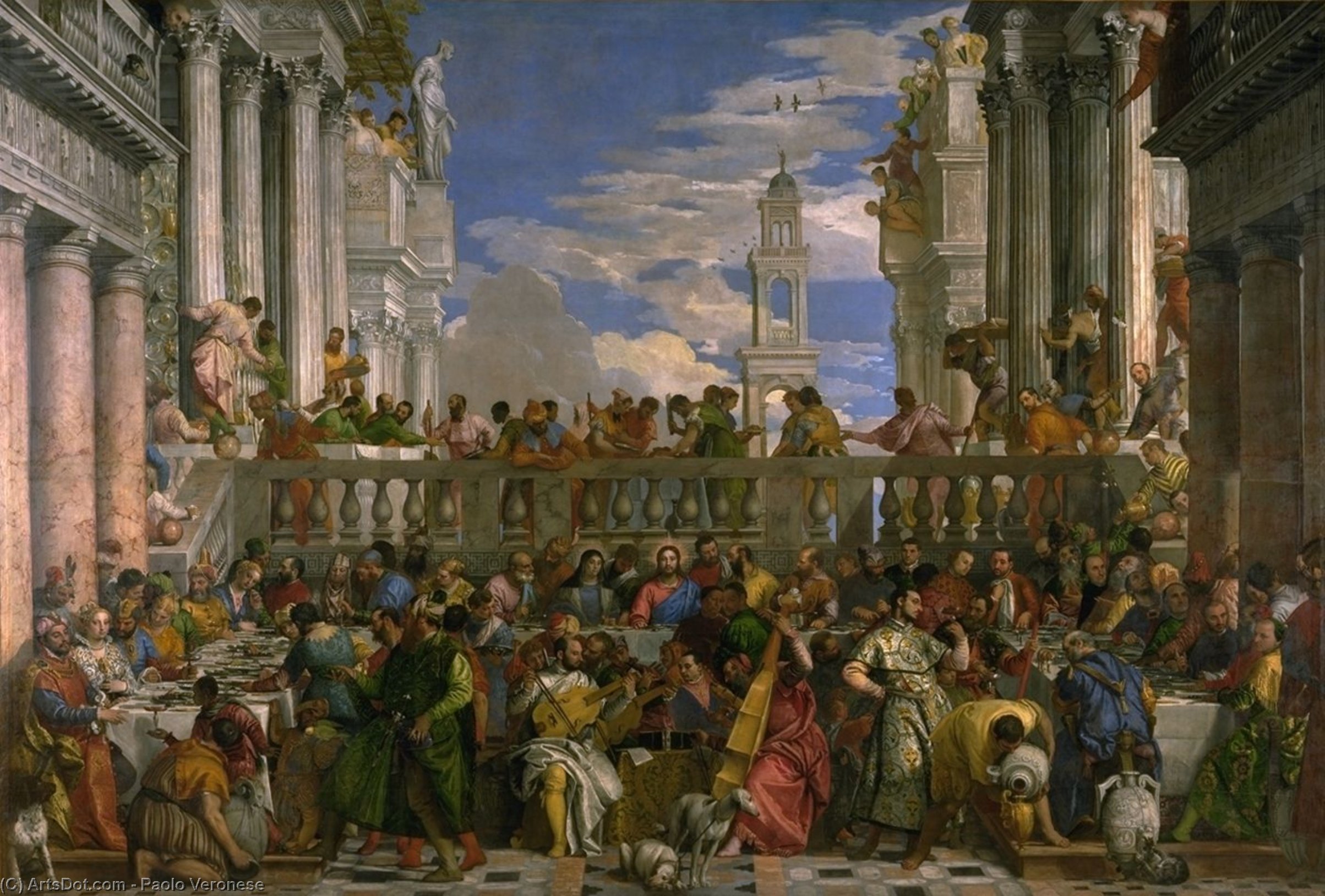 Wikioo.org - The Encyclopedia of Fine Arts - Painting, Artwork by Paolo Veronese - The Feast at Cana, Louvr