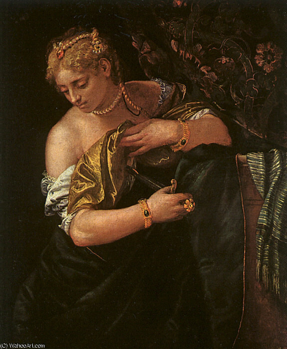 Wikioo.org - Encyklopedia Sztuk Pięknych - Malarstwo, Grafika Paolo Veronese - Lucretia stabbing herself, art history mus