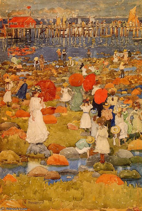 Wikioo.org - The Encyclopedia of Fine Arts - Painting, Artwork by Maurice Brazil Prendergast - The stony beach
