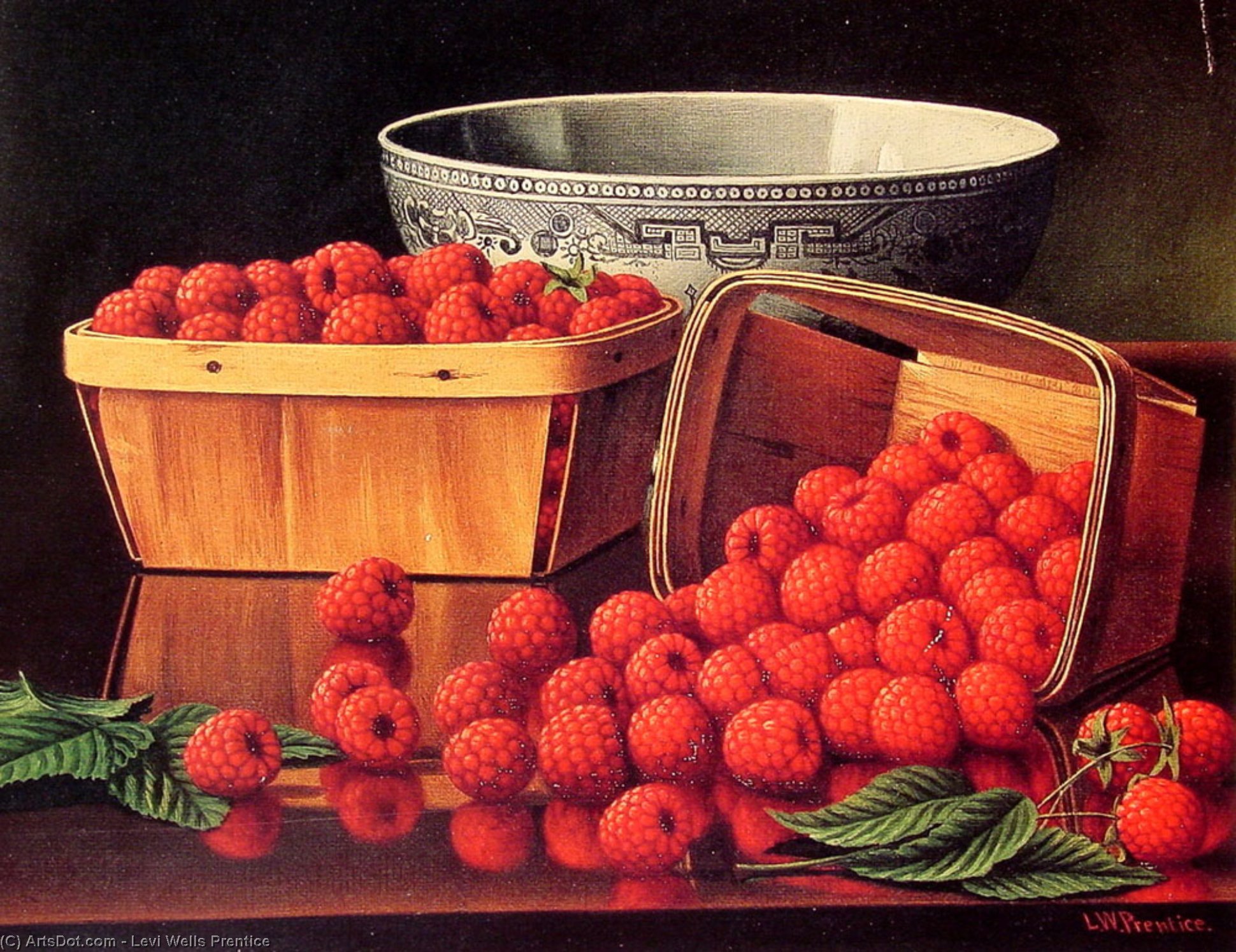 Wikioo.org - The Encyclopedia of Fine Arts - Painting, Artwork by Levi Wells Prentice - Baskets of Raspberries