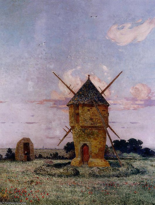 Wikioo.org - The Encyclopedia of Fine Arts - Painting, Artwork by Ferdinand Du Puigaudeau - Windmill near Guerande