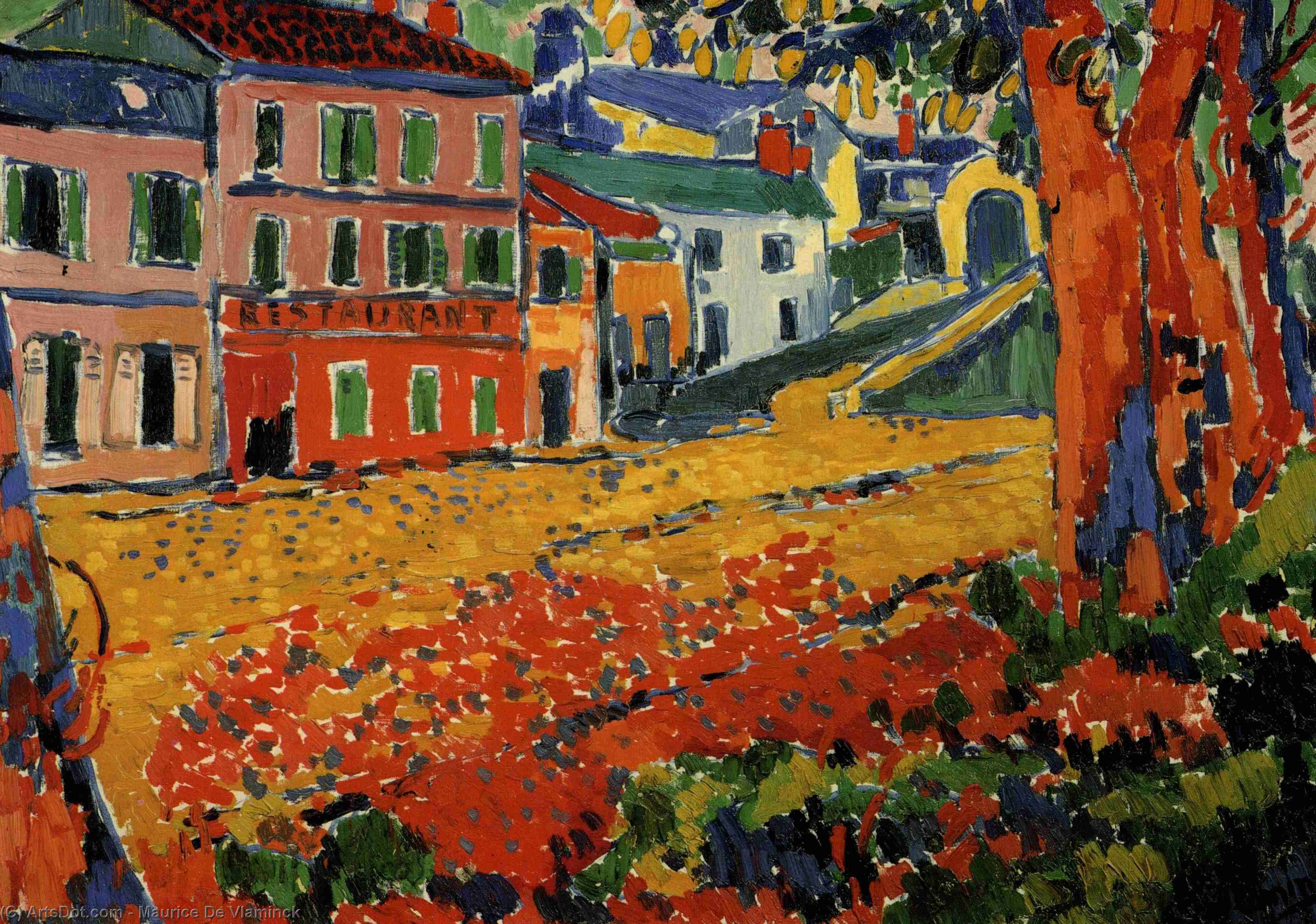 Wikioo.org - The Encyclopedia of Fine Arts - Painting, Artwork by Maurice De Vlaminck - Restaurant at Marly-le-Roi, ca Mu