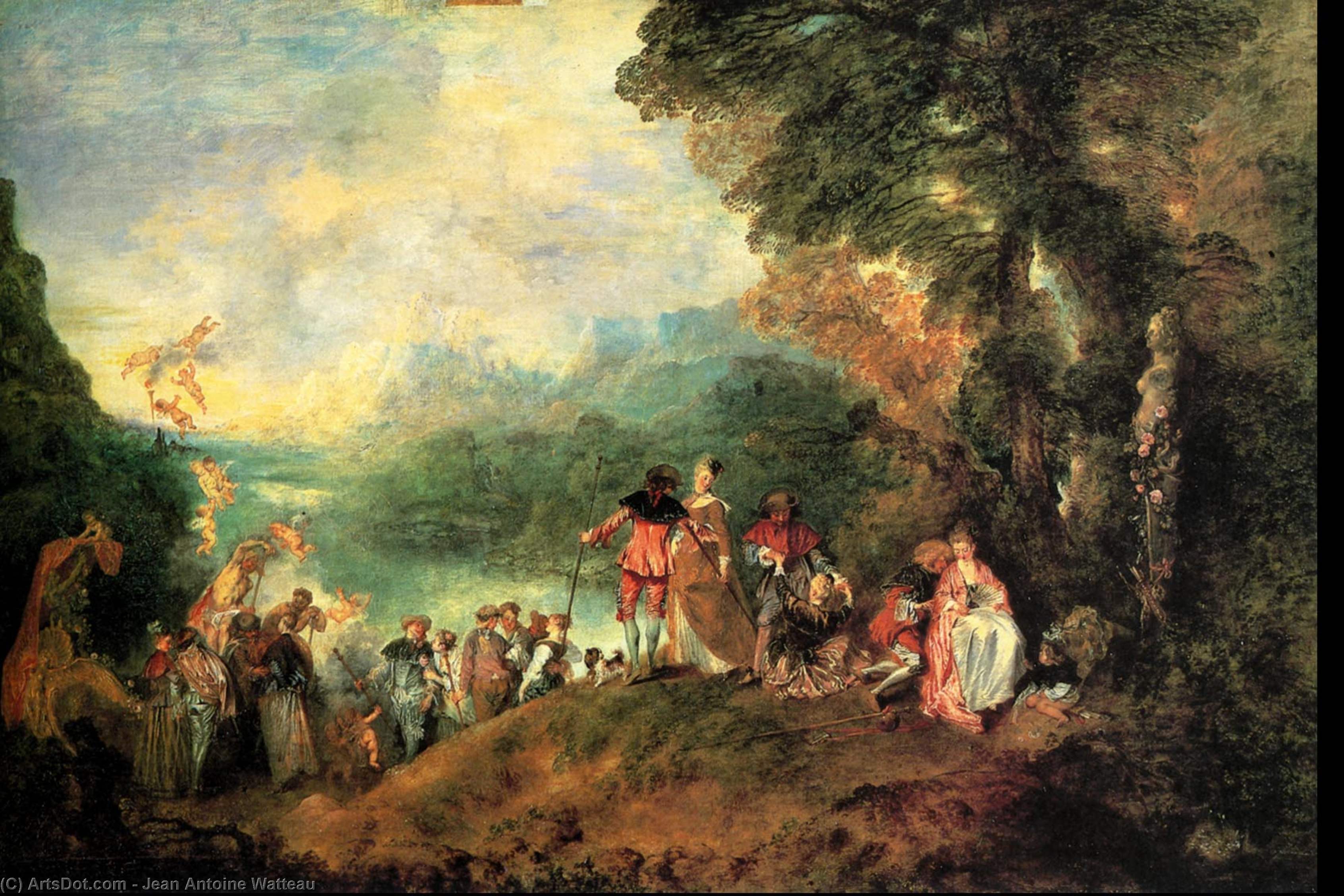 WikiOO.org - Encyclopedia of Fine Arts - Maľba, Artwork Jean Antoine Watteau - The Embarkation for Cythera, Louvr