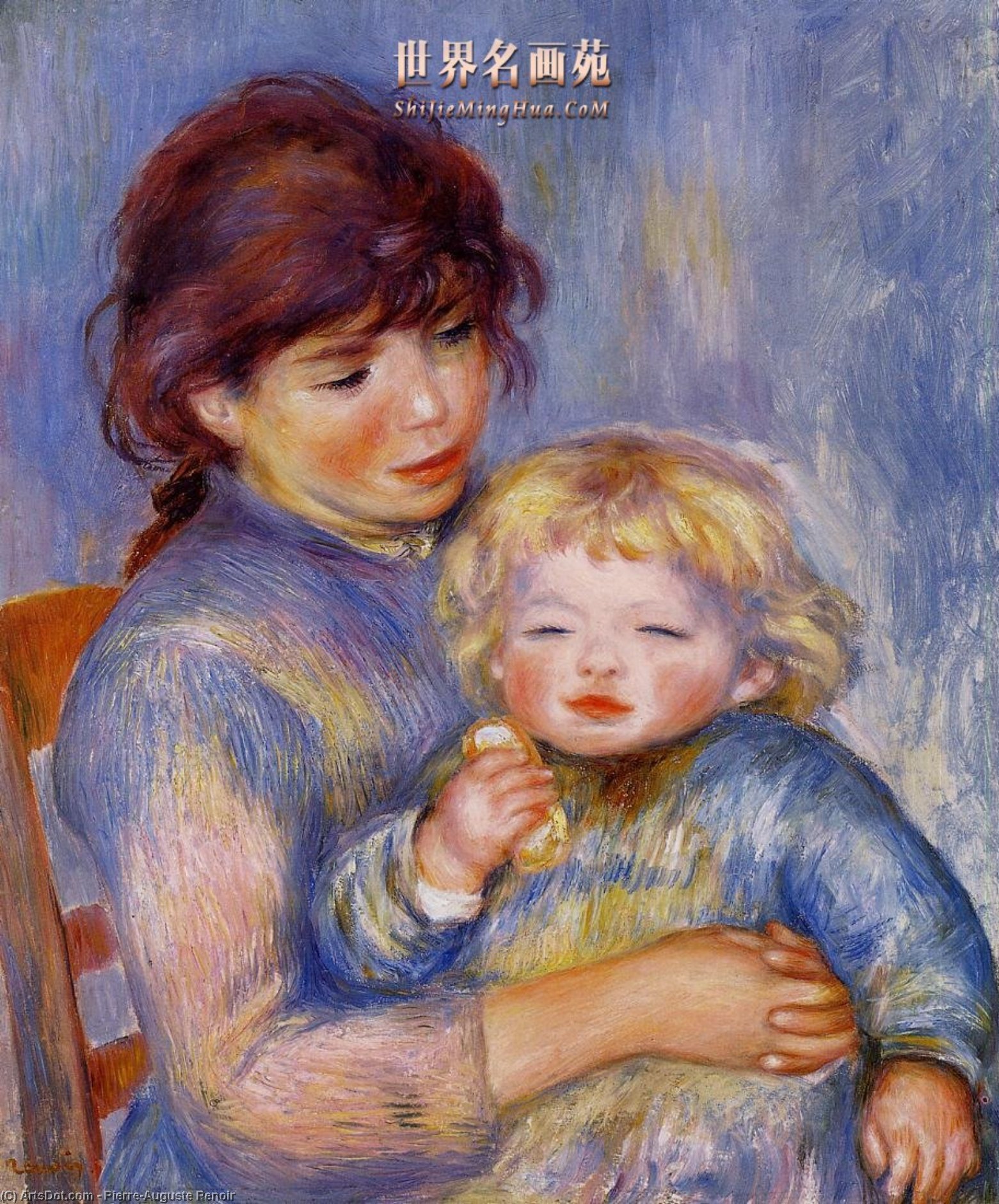 Wikioo.org - The Encyclopedia of Fine Arts - Painting, Artwork by Pierre-Auguste Renoir - Motherhood (Child with a Biscuit)