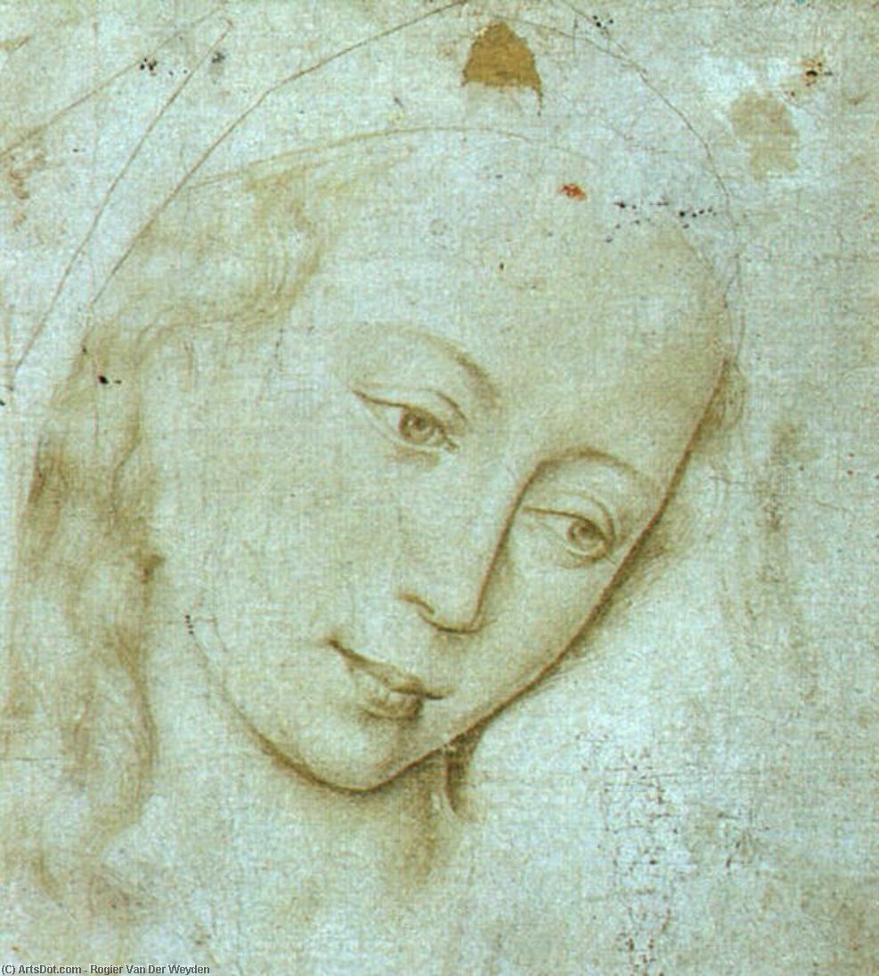 Wikioo.org - The Encyclopedia of Fine Arts - Painting, Artwork by Rogier Van Der Weyden - Head of the Virgin
