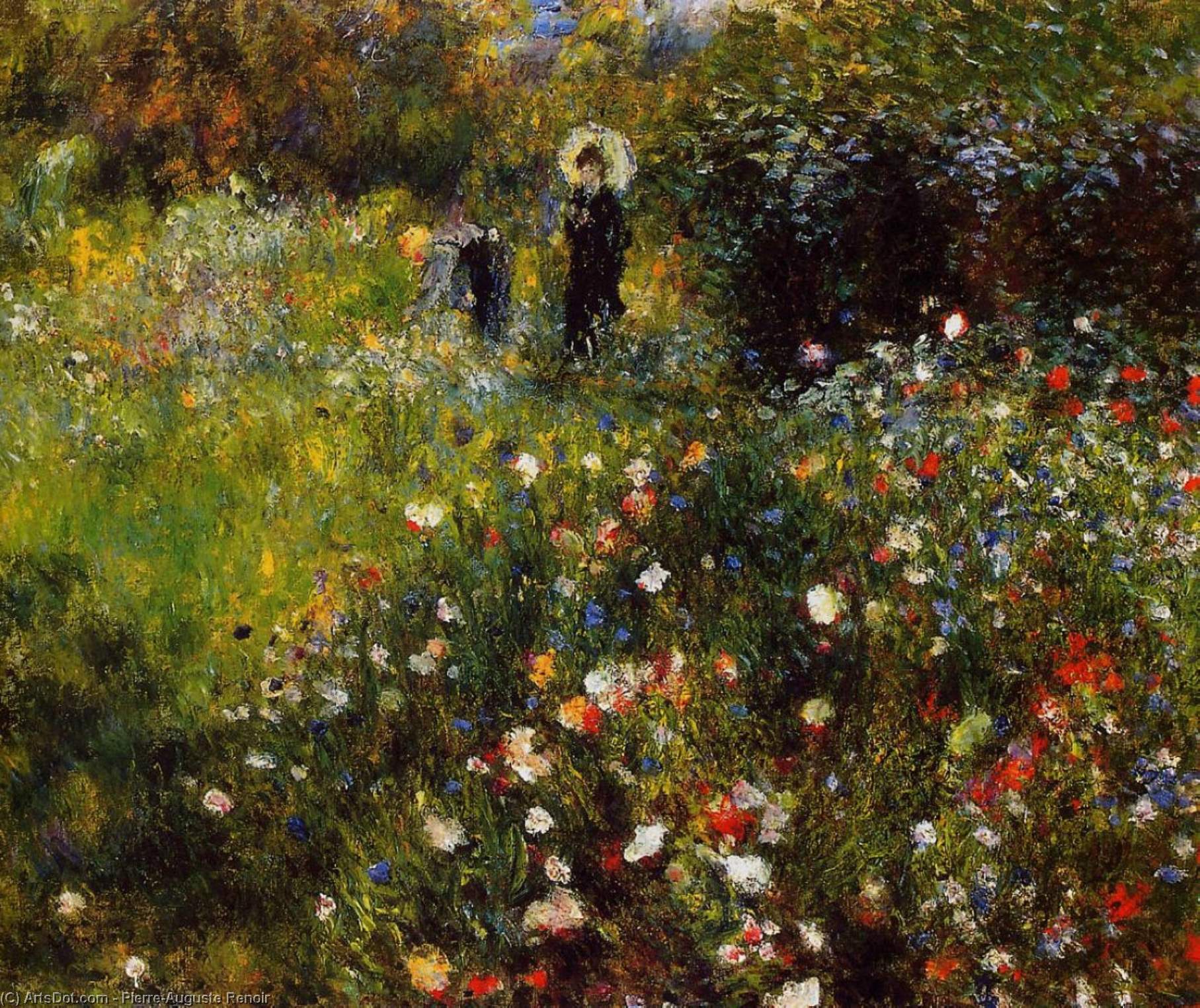 Wikioo.org – La Enciclopedia de las Bellas Artes - Pintura, Obras de arte de Pierre-Auguste Renoir - verano paisaje ( mujer con un parasol en un jardín )