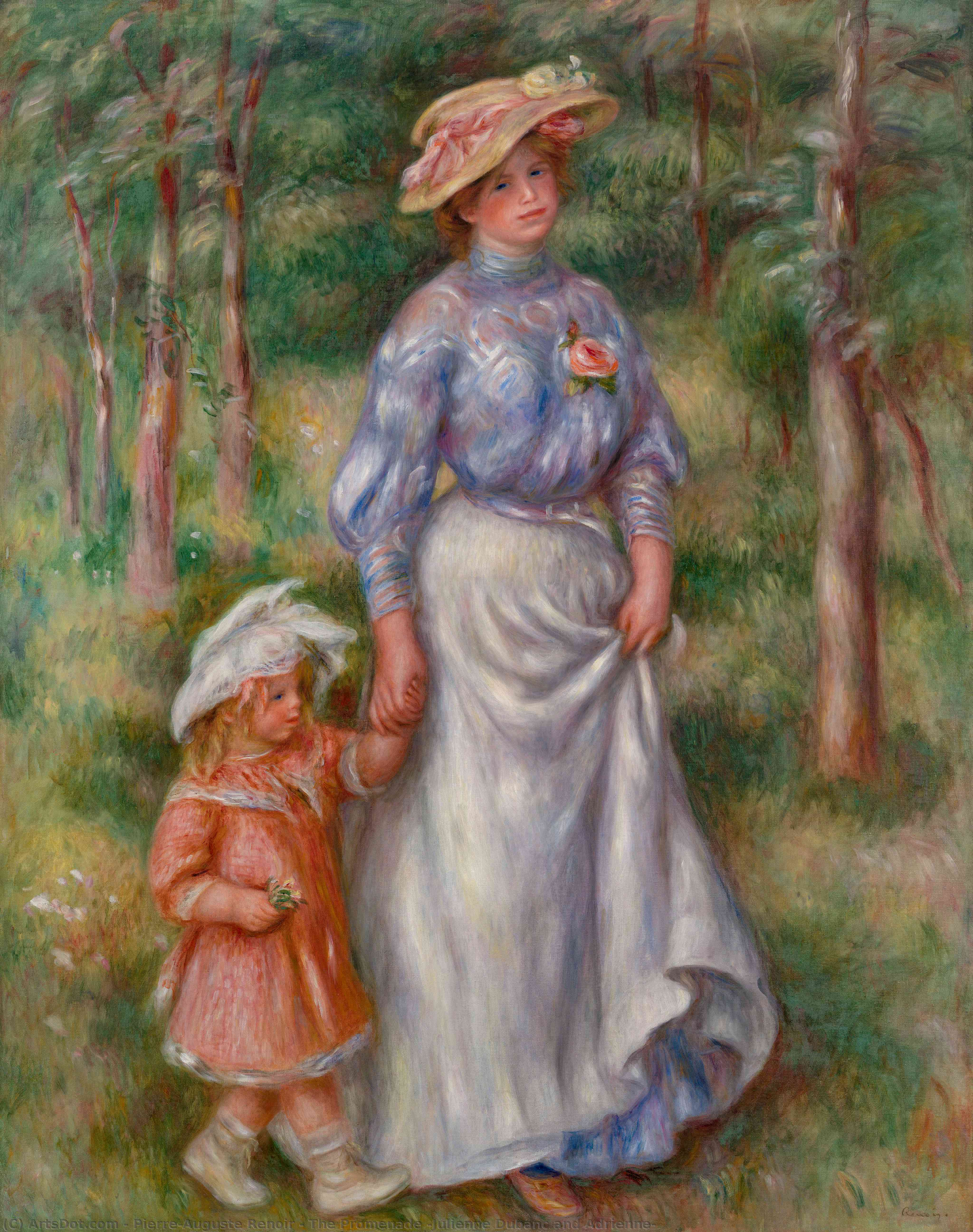 WikiOO.org - Encyclopedia of Fine Arts - Festés, Grafika Pierre-Auguste Renoir - The Promenade (Julienne Dubanc and Adrienne)