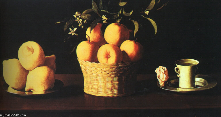 Wikioo.org - The Encyclopedia of Fine Arts - Painting, Artwork by Francisco Zurbaran - Still Life with Oranges and Lemons, Contini B
