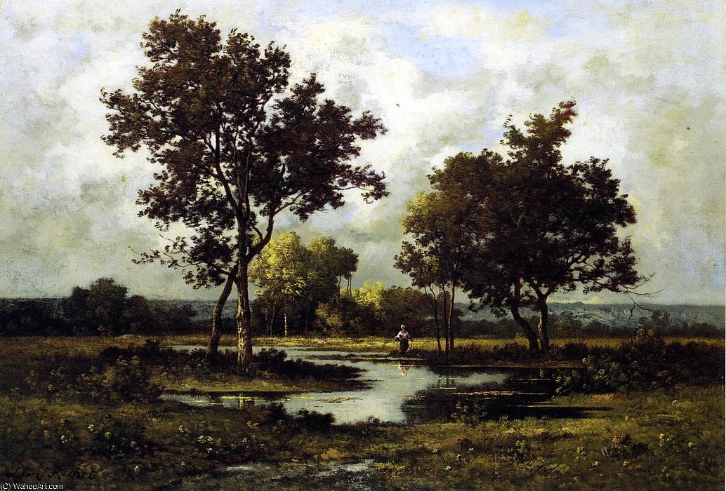 WikiOO.org - Encyclopedia of Fine Arts - Lukisan, Artwork Leon Richet - Peasant by a Pond