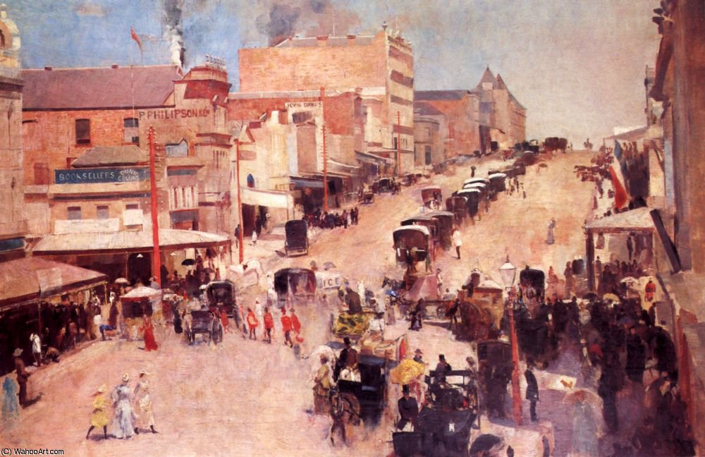 Wikioo.org - The Encyclopedia of Fine Arts - Painting, Artwork by Thomas William Roberts - Bourke street, allegro con brio