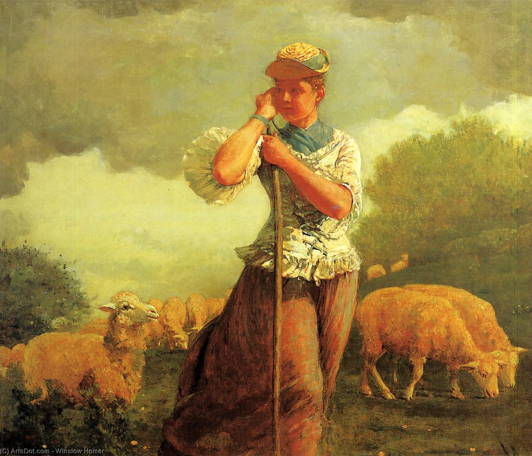 Wikioo.org - The Encyclopedia of Fine Arts - Painting, Artwork by Winslow Homer - The Shepherdess of Houghton Farm