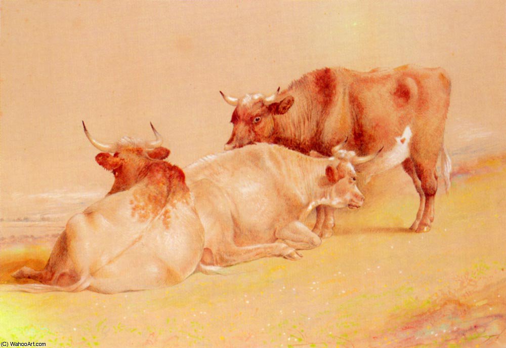 WikiOO.org - Enciclopédia das Belas Artes - Pintura, Arte por William Huggins - Cattle resting