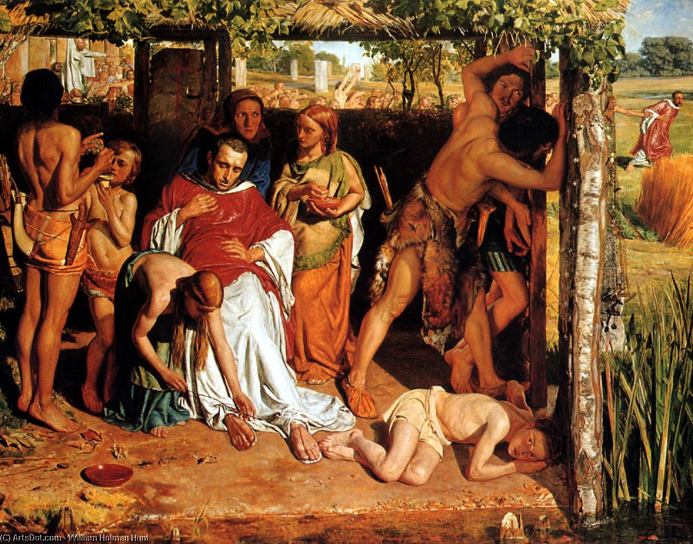 Wikioo.org – La Enciclopedia de las Bellas Artes - Pintura, Obras de arte de William Holman Hunt - Un convertidas  británico  familia  refugio  Un  cristiano  Misionero