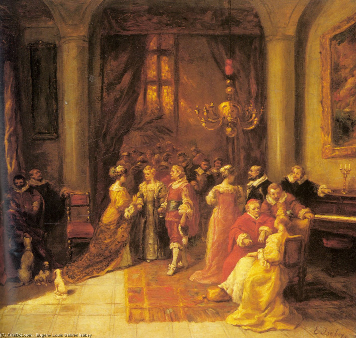 Wikoo.org - موسوعة الفنون الجميلة - اللوحة، العمل الفني Eugène Louis Gabriel Isabey - The cardinal's reception