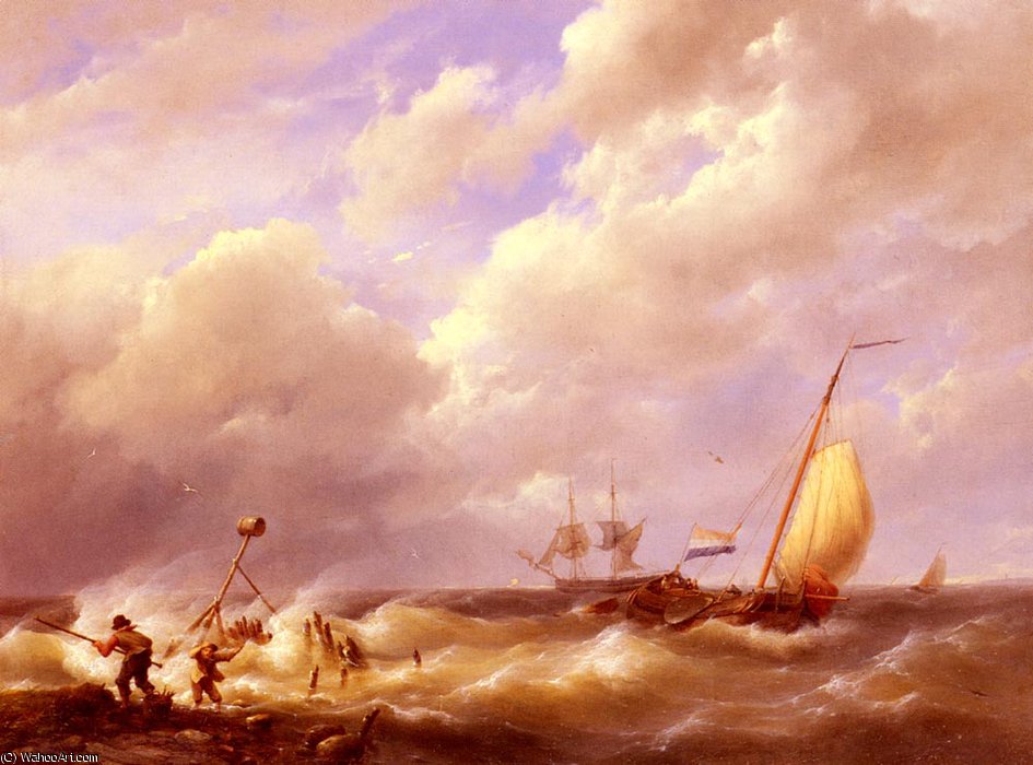 Wikioo.org - สารานุกรมวิจิตรศิลป์ - จิตรกรรม Hermanus Koekkoek (The Elder) - A sea piece
