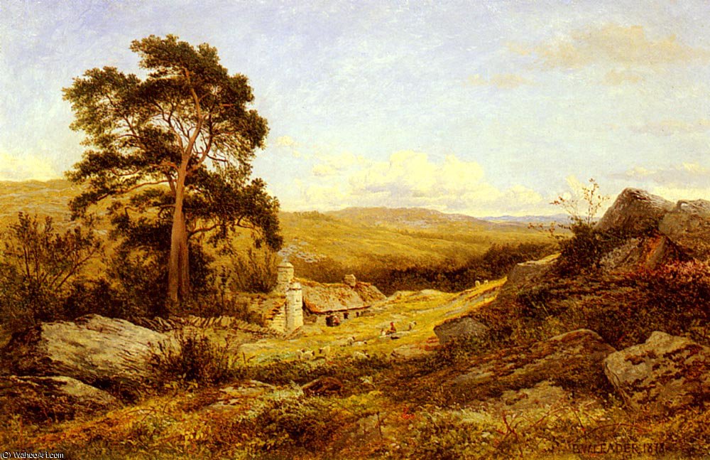 Wikioo.org - The Encyclopedia of Fine Arts - Painting, Artwork by Benjamin Williams Leader - A welsh sheep farm