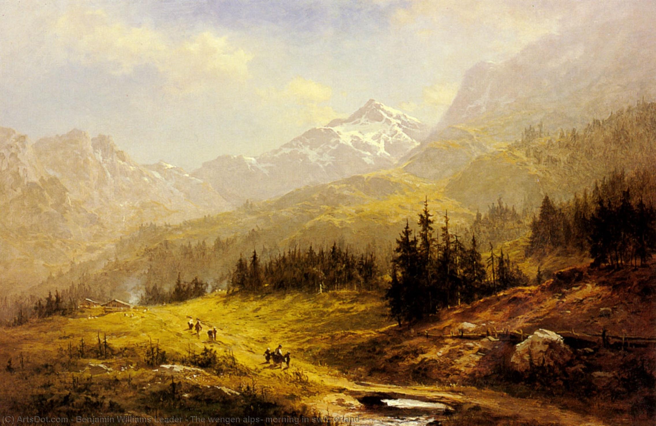 Wikioo.org - The Encyclopedia of Fine Arts - Painting, Artwork by Benjamin Williams Leader - The wengen alps, morning in switzerland