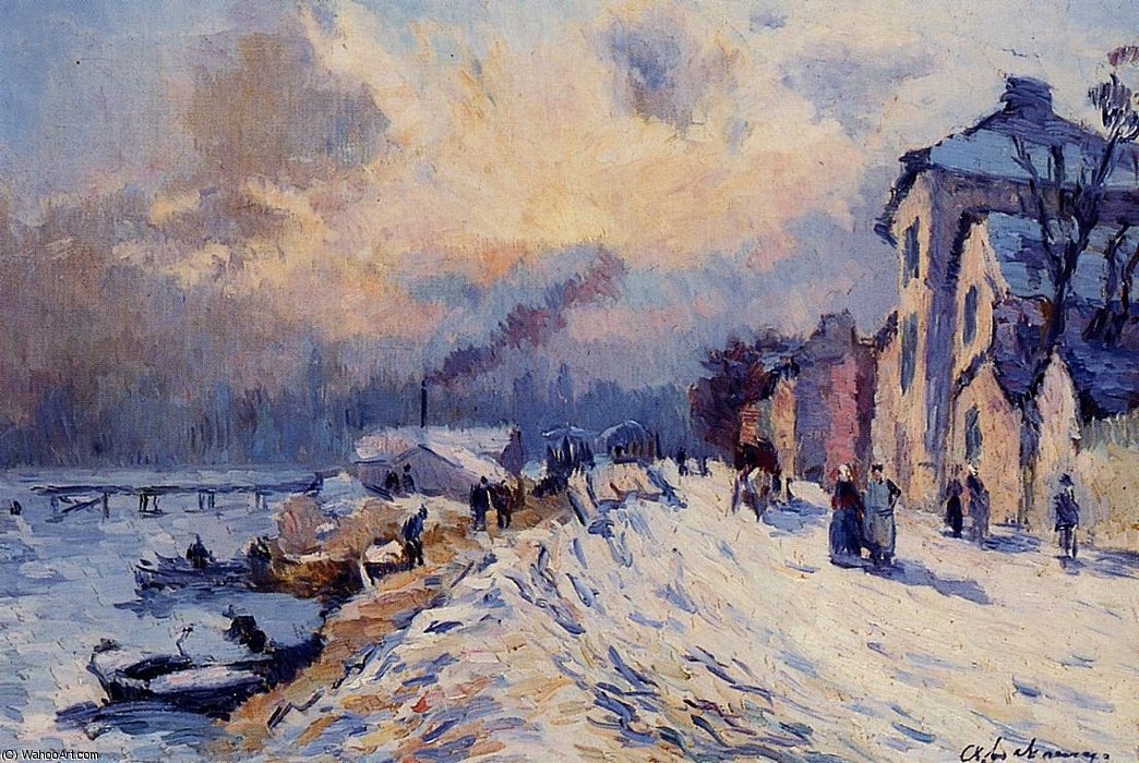 WikiOO.org - Encyclopedia of Fine Arts - Malba, Artwork Albert-Charles Lebourg (Albert-Marie Lebourg) - Near rouen, snowy weather