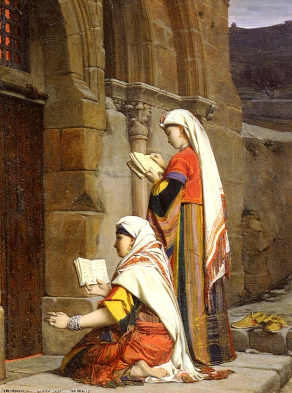 WikiOO.org - Enciklopedija dailės - Tapyba, meno kuriniai Jean Jules Antoine Lecomte Du Nouy - Christian Women at the Tomb of the Virgin, Jerusalem