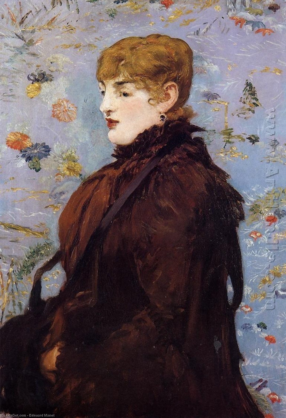 Wikioo.org - The Encyclopedia of Fine Arts - Painting, Artwork by Edouard Manet - Autumn, Portait of Mery Laurent in a Brown Fur Cape