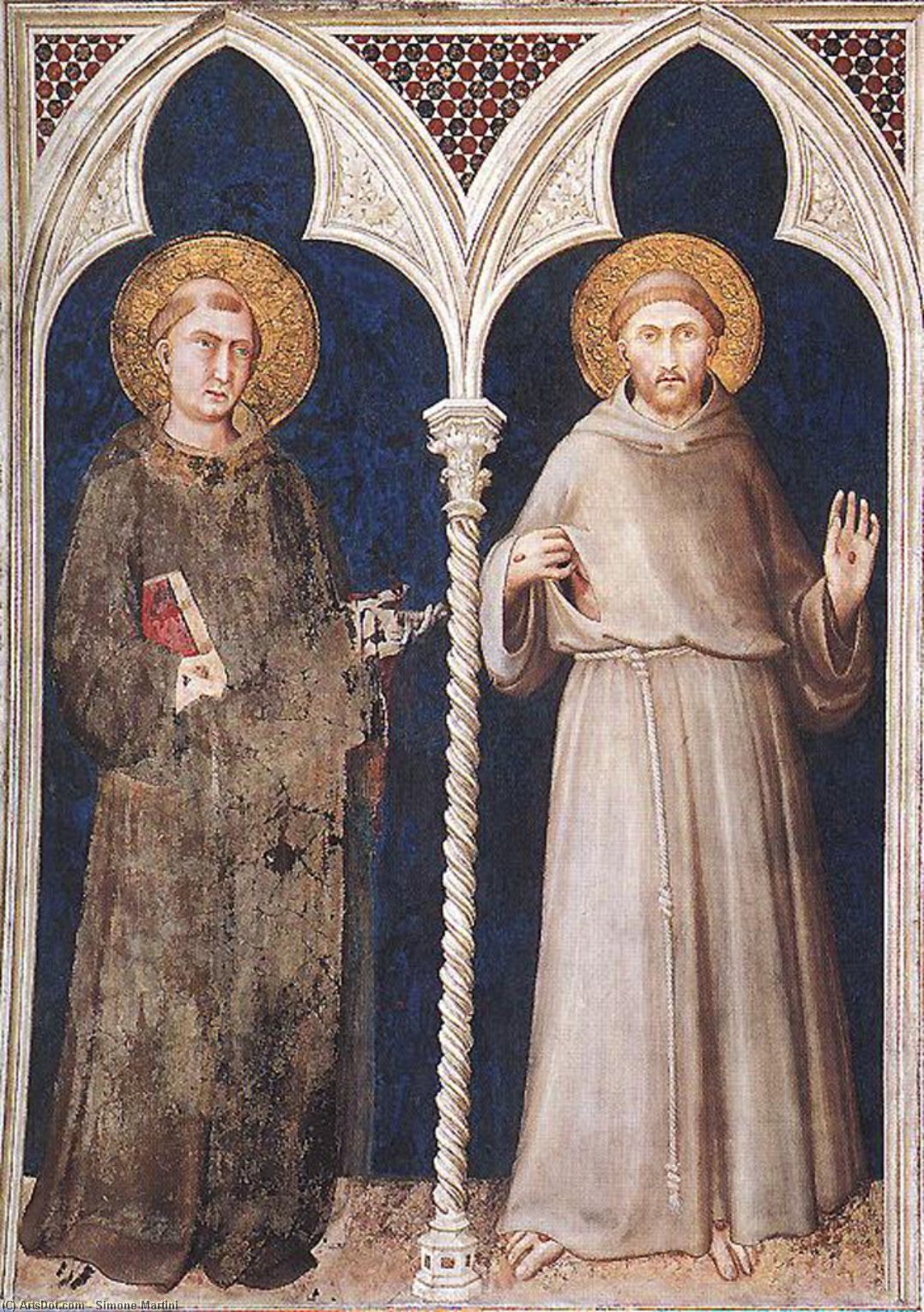 Wikioo.org - The Encyclopedia of Fine Arts - Painting, Artwork by Simone Martini - St Anthony and St Francis
