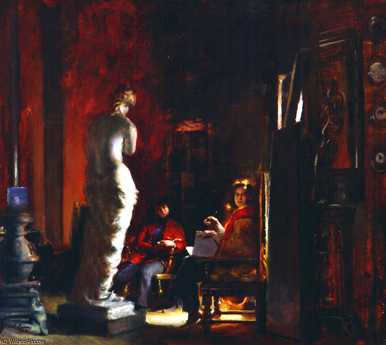 Wikioo.org – L'Encyclopédie des Beaux Arts - Peinture, Oeuvre de Frank Mason - Les étudiants en art