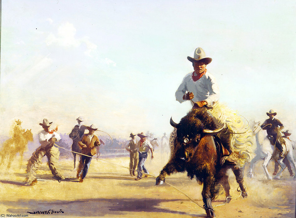 Wikioo.org - Die Enzyklopädie bildender Kunst - Malerei, Kunstwerk von Frank Mason - Wyoming Rodeo