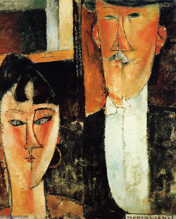 Wikioo.org - The Encyclopedia of Fine Arts - Painting, Artwork by Amedeo Modigliani - Bride and Groom (The Newlyweds)