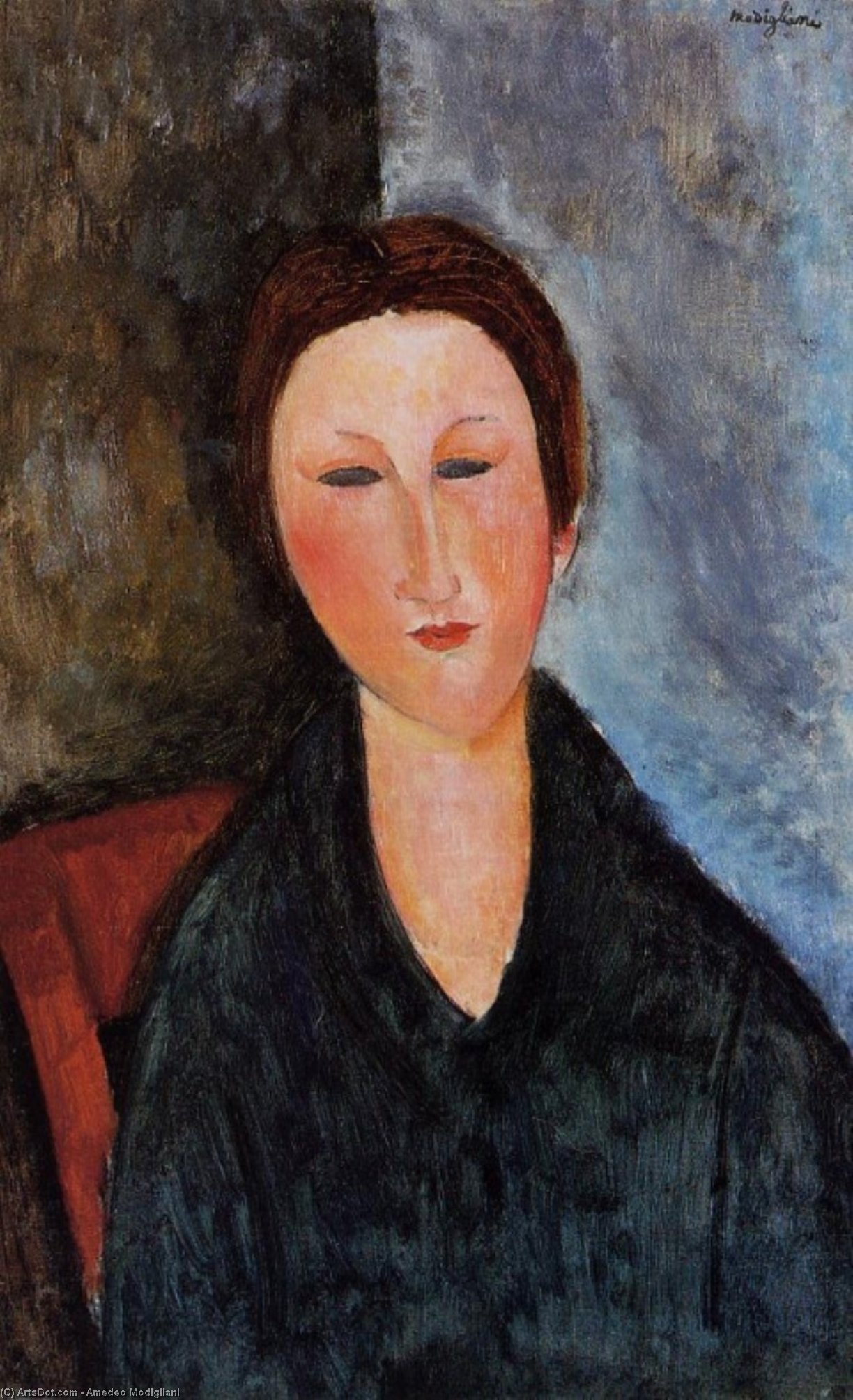 WikiOO.org - Енциклопедія образотворчого мистецтва - Живопис, Картини
 Amedeo Modigliani - Bust of a Young Woman (Mademoiselle Marthe)