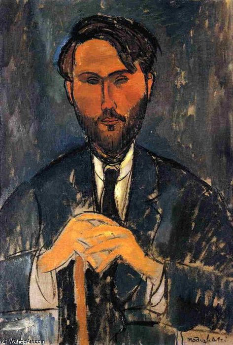 Wikioo.org - The Encyclopedia of Fine Arts - Painting, Artwork by Amedeo Modigliani - Leopold Zborowski with Yellow Hands
