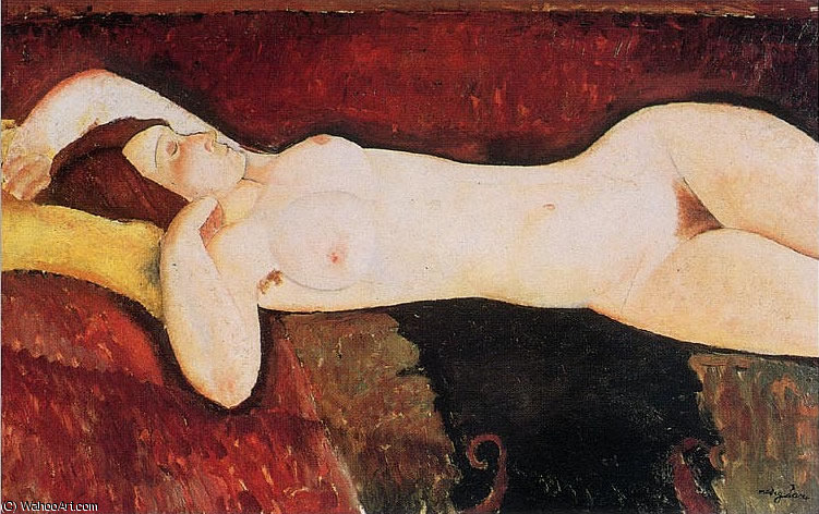 Wikoo.org - موسوعة الفنون الجميلة - اللوحة، العمل الفني Amedeo Modigliani - The large nude