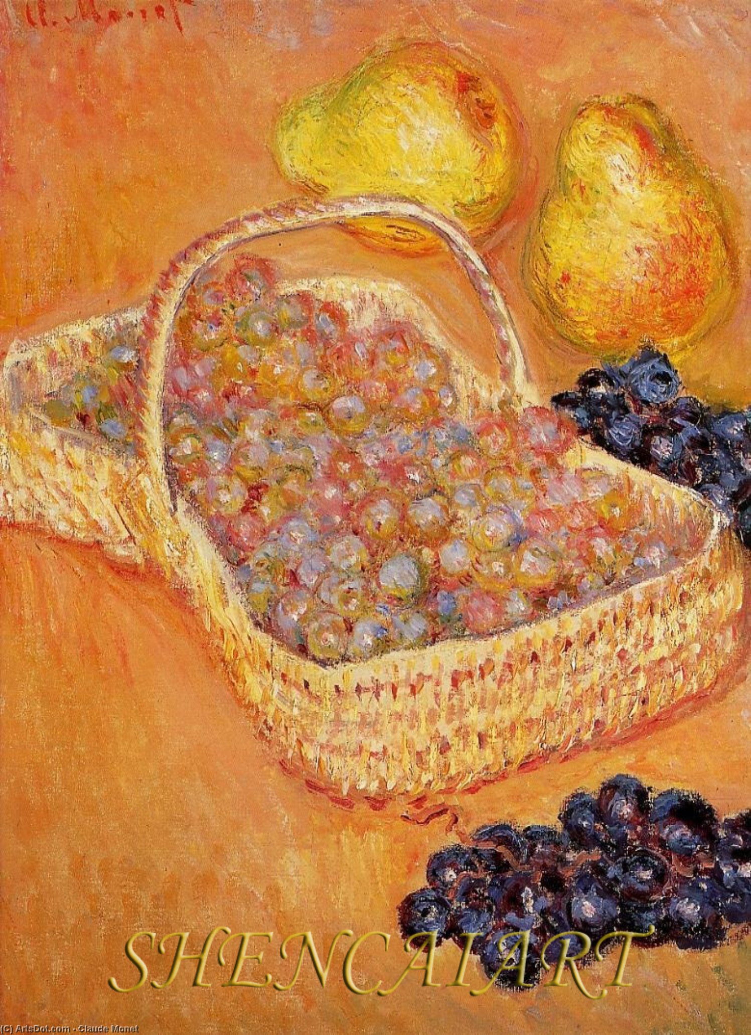 Wikioo.org - The Encyclopedia of Fine Arts - Painting, Artwork by Claude Monet - Basket of Graphes, Quinces and Pears